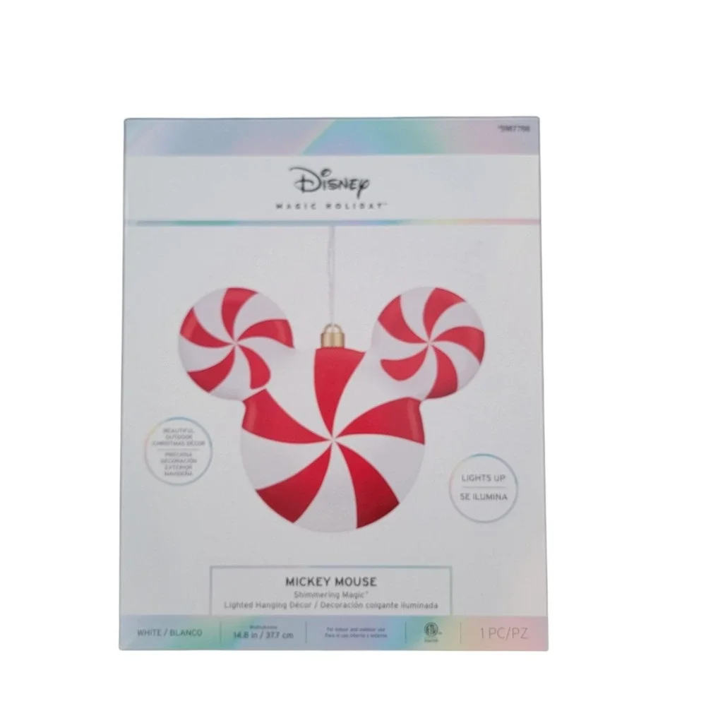 Mickey Mouse Peppermint Lighted Outdoor Christmas Ornament 14
